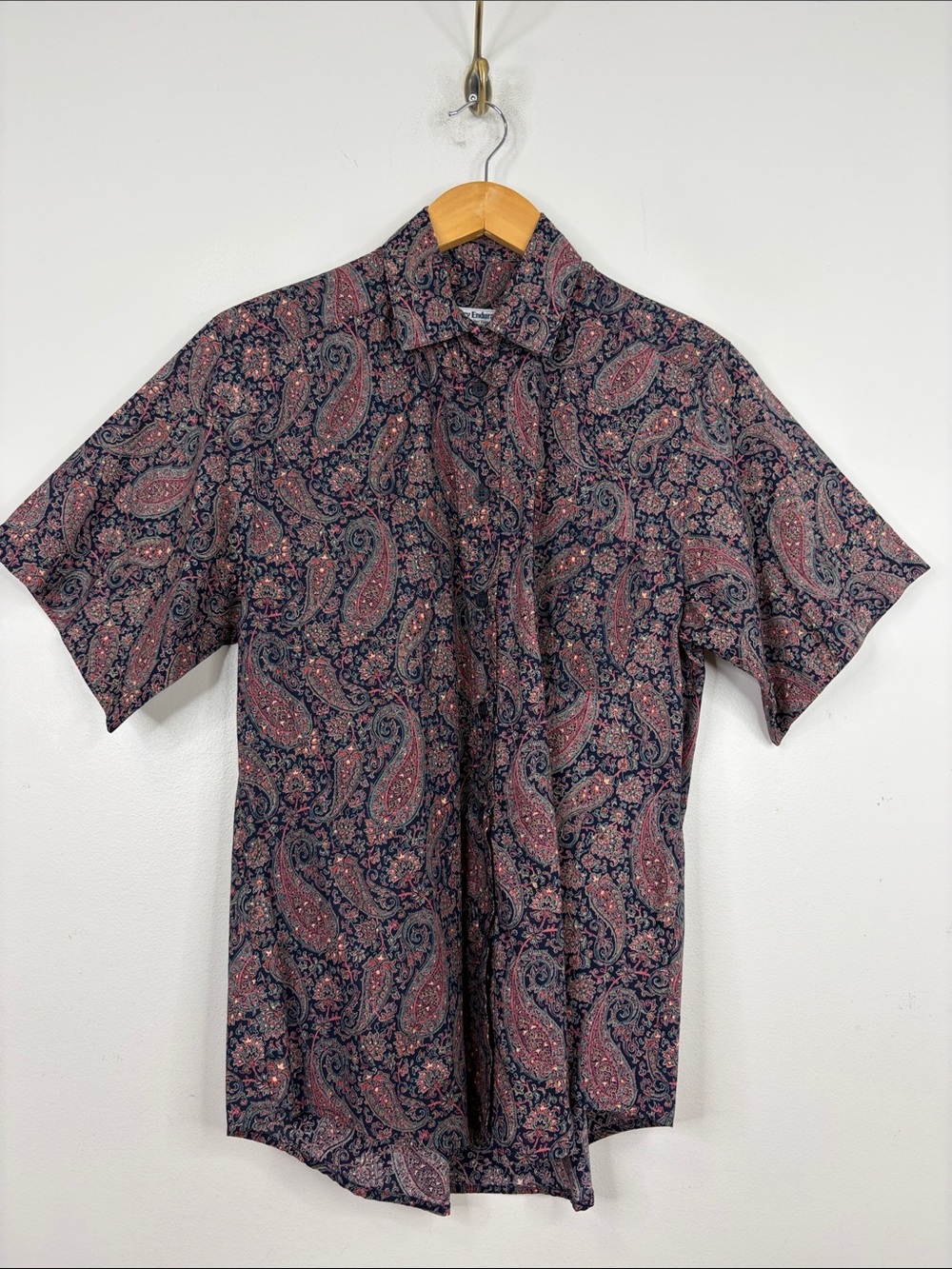 Vintage Tilley Liberty of London Shirt Women Medium Blue Paisley Short Sleeve